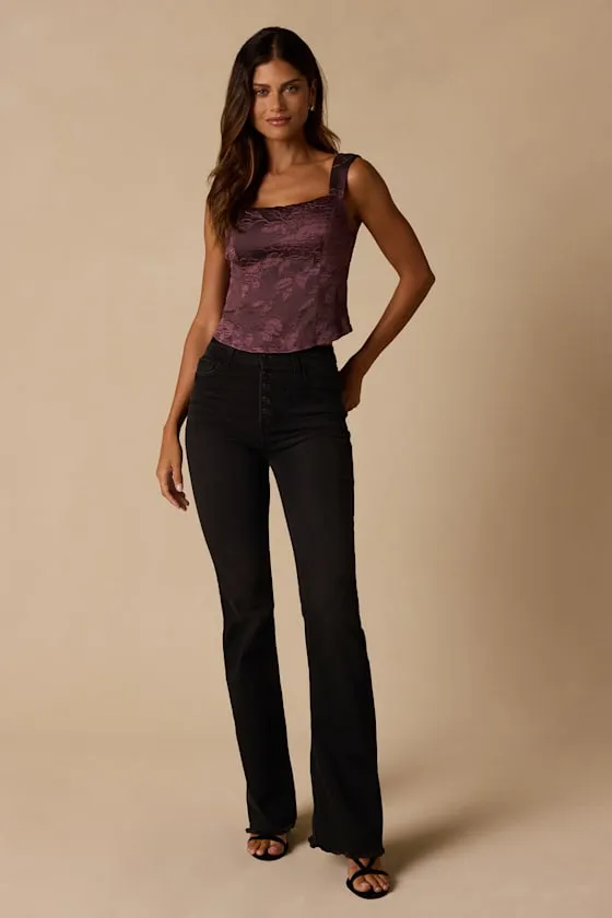 Quinnie Purple Floral Jacquard Bow Tank sold by Lulus product image thumbnail 3