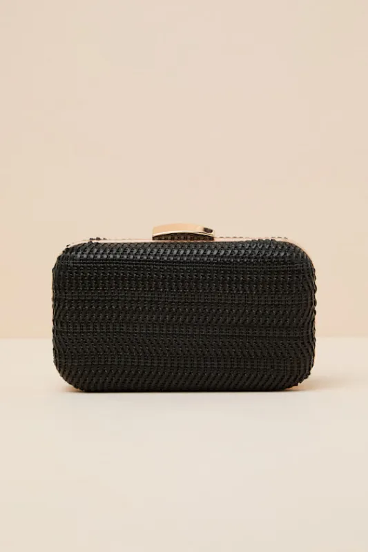 Keegan Black Woven Chain Crossbody Clutch made by Lulus