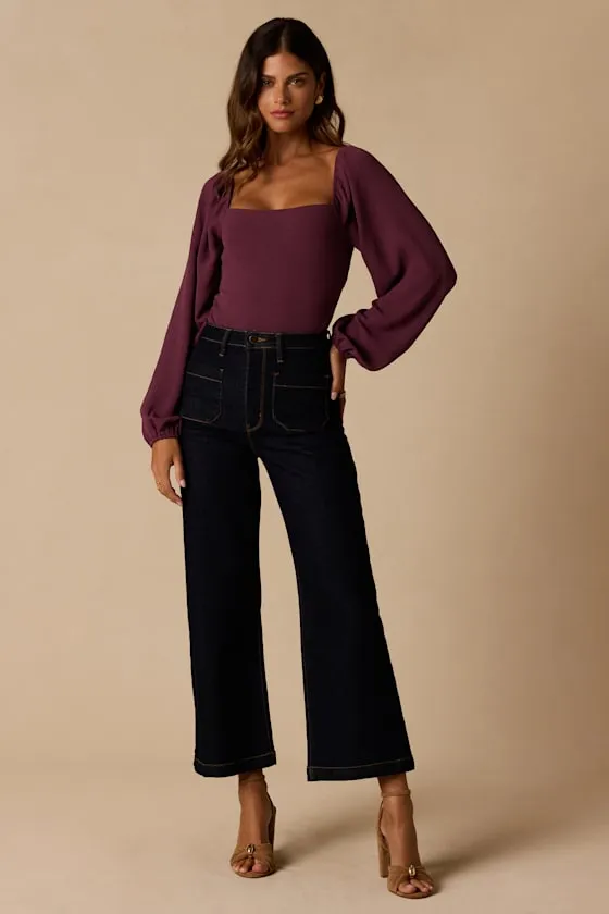 Abundance of Love Purple Textured Long Sleeve Tie-Back Bodysuit sold by Lulus product image thumbnail 4