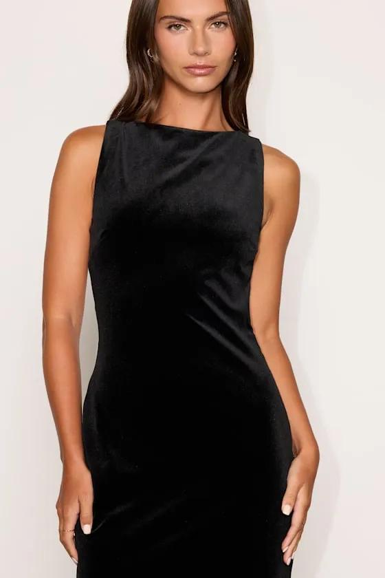 Florentina Black Velvet Backless Bow Midi Dress sold by Lulus product image thumbnail 3