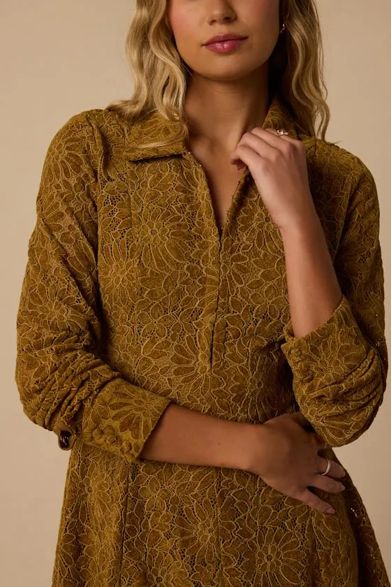 Amber Bronze Lace Long Sleeve Mini Dress sold by Lulus product image thumbnail 2