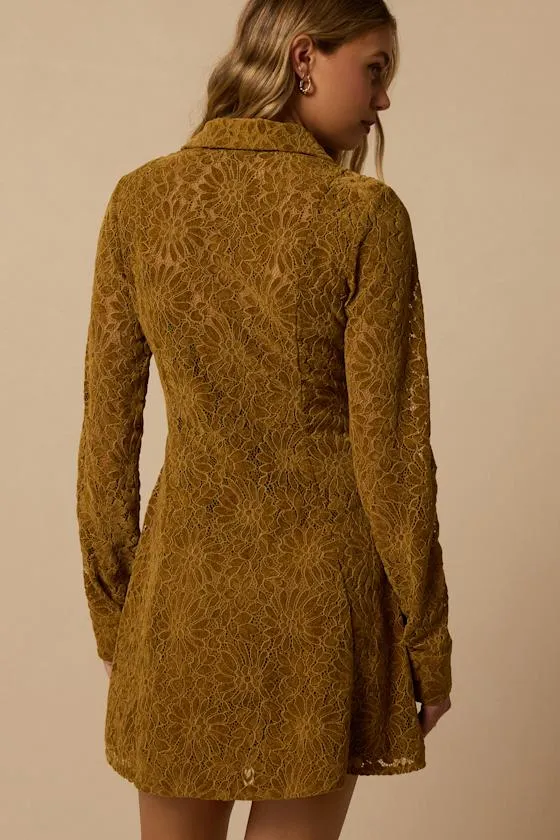 Amber Bronze Lace Long Sleeve Mini Dress sold by Lulus product image thumbnail 3