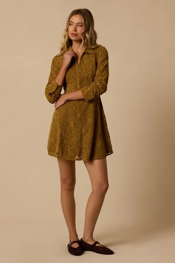 Amber Bronze Lace Long Sleeve Mini Dress sold by Lulus product image thumbnail 4
