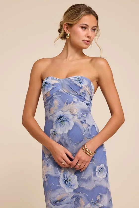 Isobel Blue Floral Strapless Maxi Dress sold by Lulus product image thumbnail 2