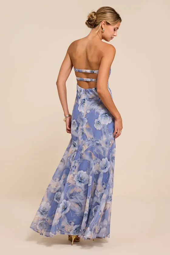 Isobel Blue Floral Strapless Maxi Dress sold by Lulus product image thumbnail 3