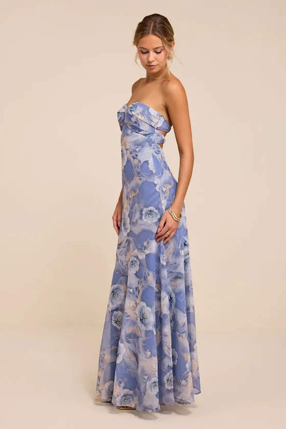 Isobel Blue Floral Strapless Maxi Dress sold by Lulus product image thumbnail 4