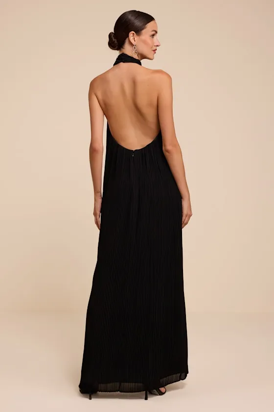 Marta Black Pleated Backless Maxi Dress sold by Lulus product image thumbnail 3