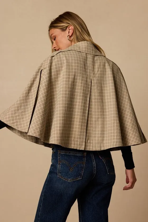 Lewis Beige Plaid Cape Jacket sold by Lulus product image thumbnail 2
