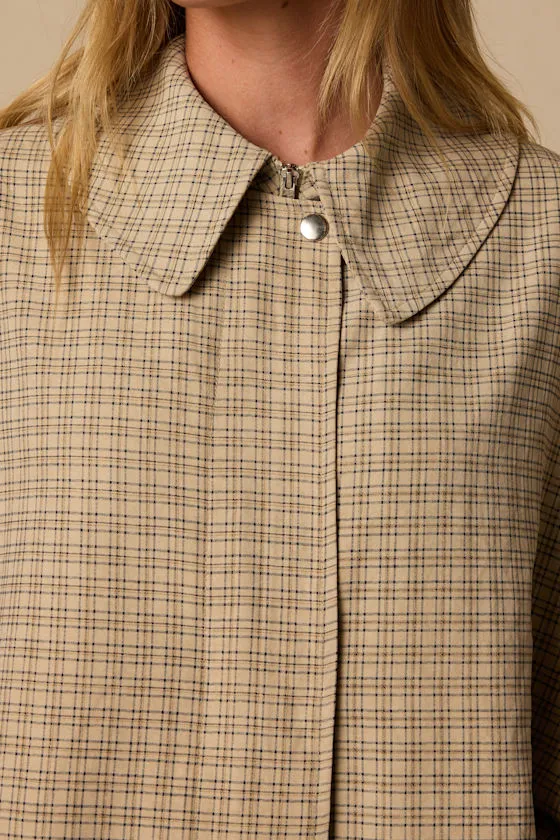 Lewis Beige Plaid Cape Jacket sold by Lulus product image thumbnail 3