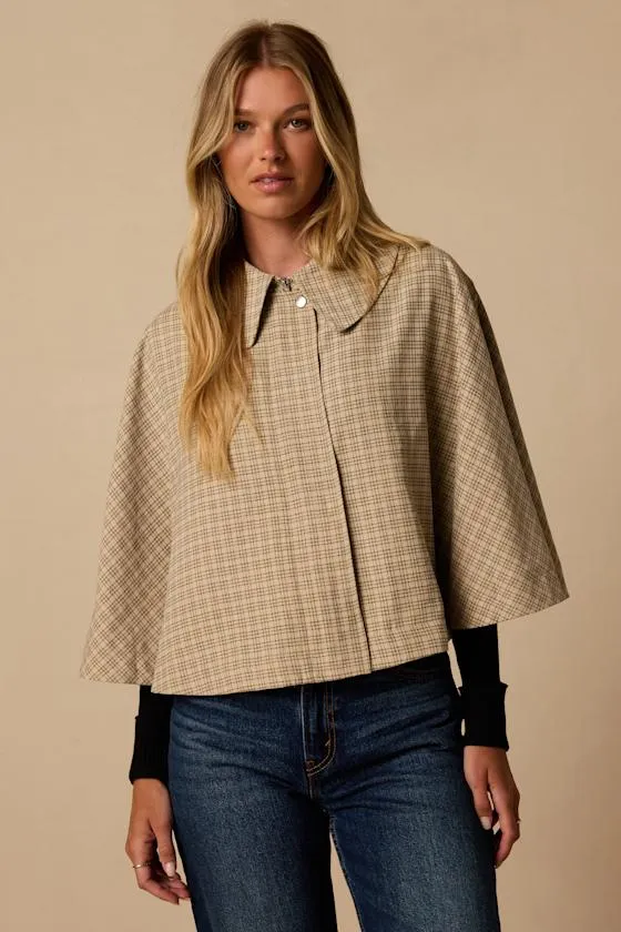 Lewis Beige Plaid Cape Jacket sold by Lulus product image thumbnail 4