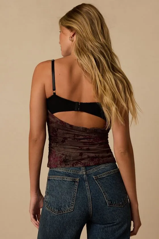 Walton Mauve Floral Velvet Layered Cami Top sold by Lulus product image thumbnail 3
