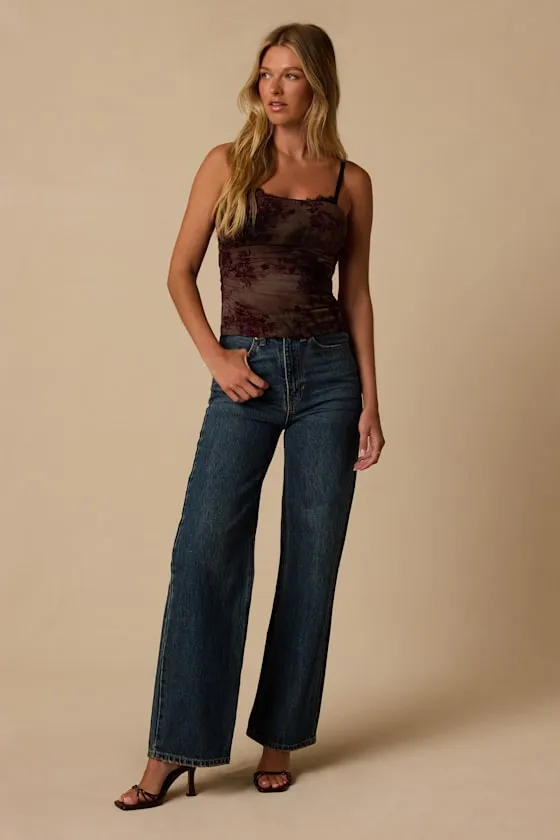 Walton Mauve Floral Velvet Layered Cami Top sold by Lulus product image thumbnail 4
