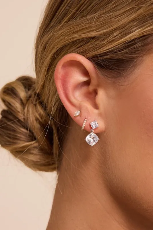 Preciosa Silver Rhinestone Earrings made by Lulus