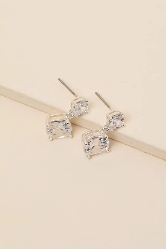 Preciosa Silver Rhinestone Earrings sold by Lulus product image thumbnail 2