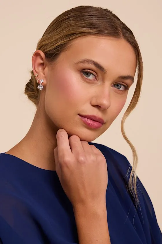 Preciosa Silver Rhinestone Earrings sold by Lulus product image thumbnail 3