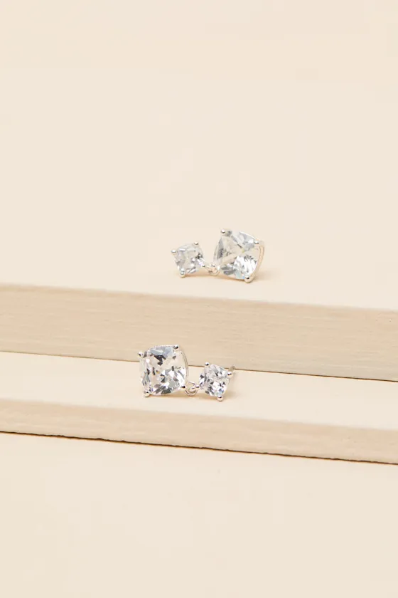 Preciosa Silver Rhinestone Earrings sold by Lulus product image thumbnail 4