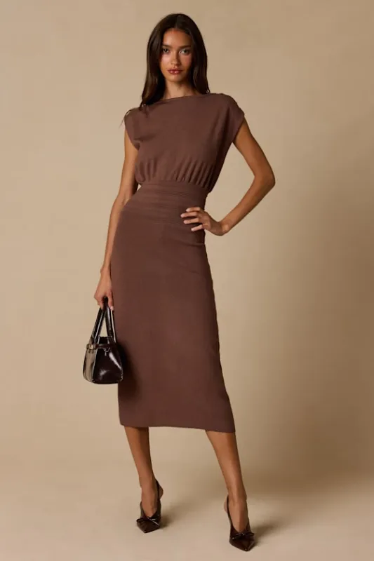 Brennan Brown Knit Midi Sweater Dress made by Lulus