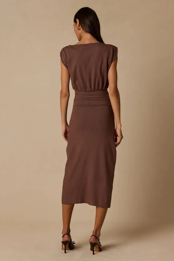 Brennan Brown Knit Midi Sweater Dress sold by Lulus product image thumbnail 3