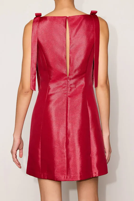 Kingsley Burgundy Satin Bow Shift Mini Dress sold by Lulus product image thumbnail 2