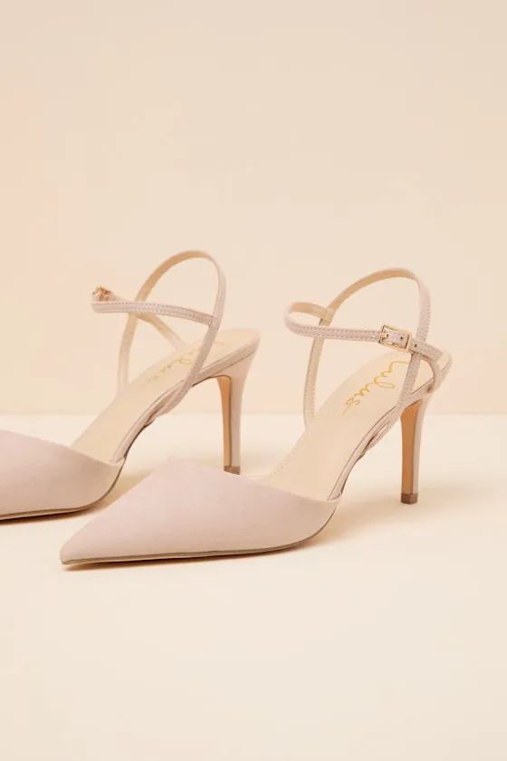 Mareey Light Nude Suede Pointed-Toe Pumps sold by Lulus product image thumbnail 3