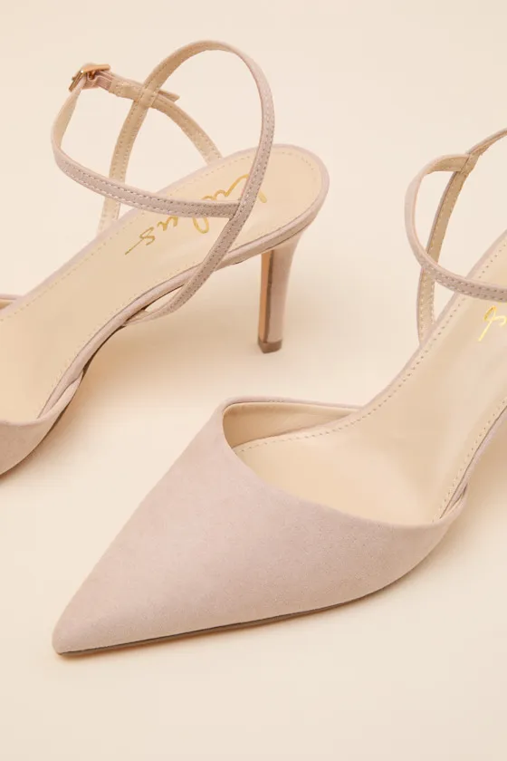 Mareey Light Nude Suede Pointed-Toe Pumps sold by Lulus product image thumbnail 4