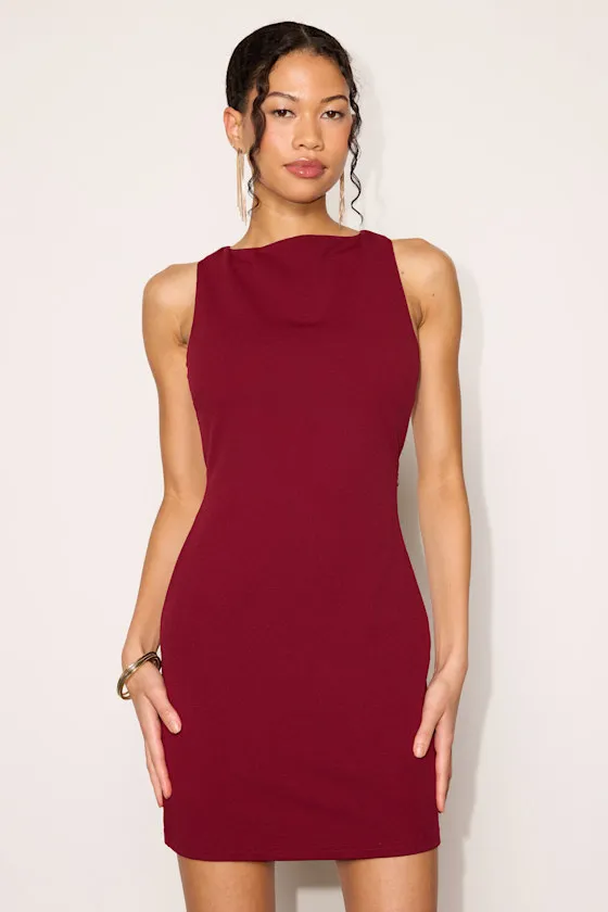 Florentina Wine Red Backless Bow Mini Dress sold by Lulus product image thumbnail 2