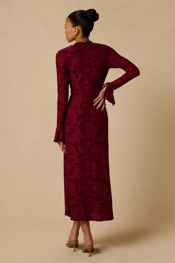Thorne Wine Red Long Sleeve Midi Dress sold by Lulus product image thumbnail 4