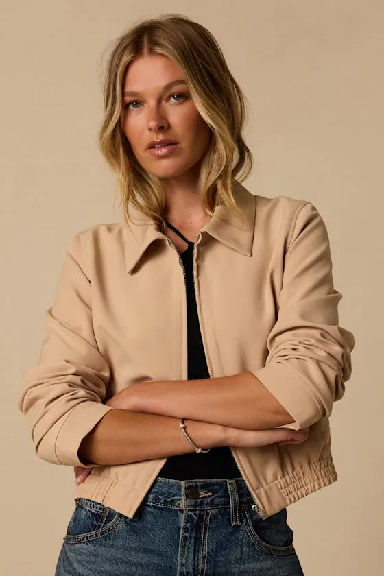 Morning Latte Tan Bomber Jacket sold by Lulus product image thumbnail 2