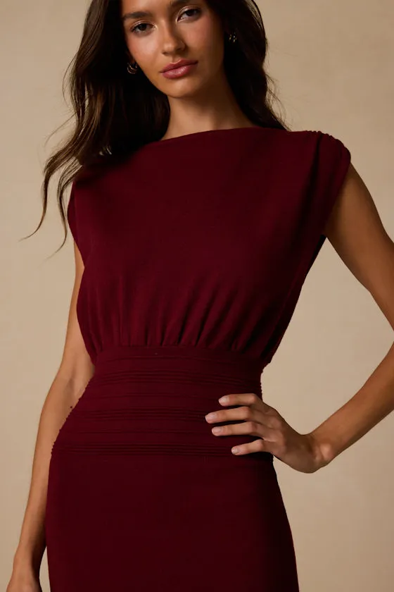 Brennan Burgundy Knit Midi Sweater Dress sold by Lulus product image thumbnail 2