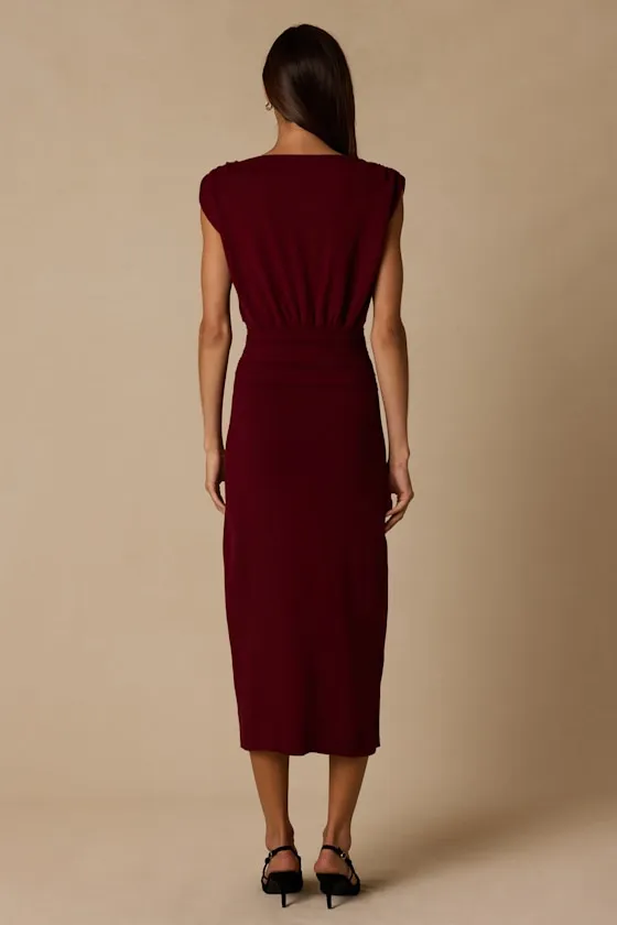 Brennan Burgundy Knit Midi Sweater Dress sold by Lulus product image thumbnail 3