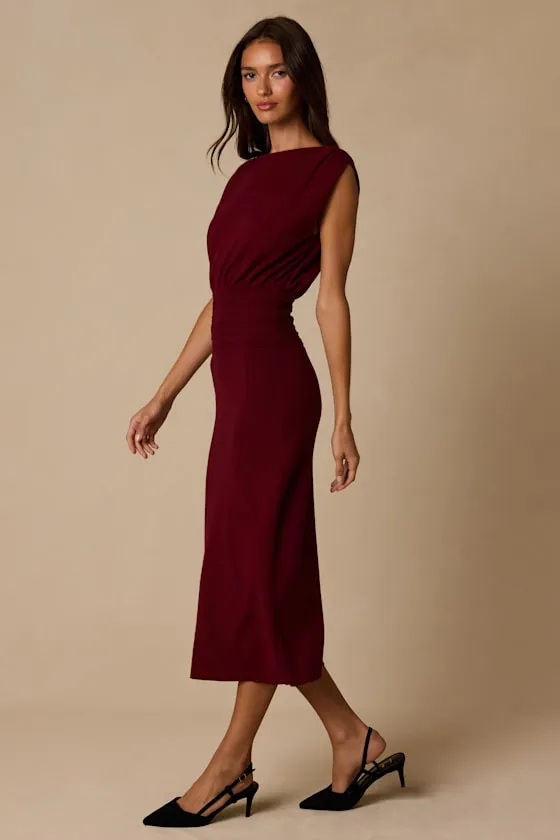 Brennan Burgundy Knit Midi Sweater Dress sold by Lulus product image thumbnail 4