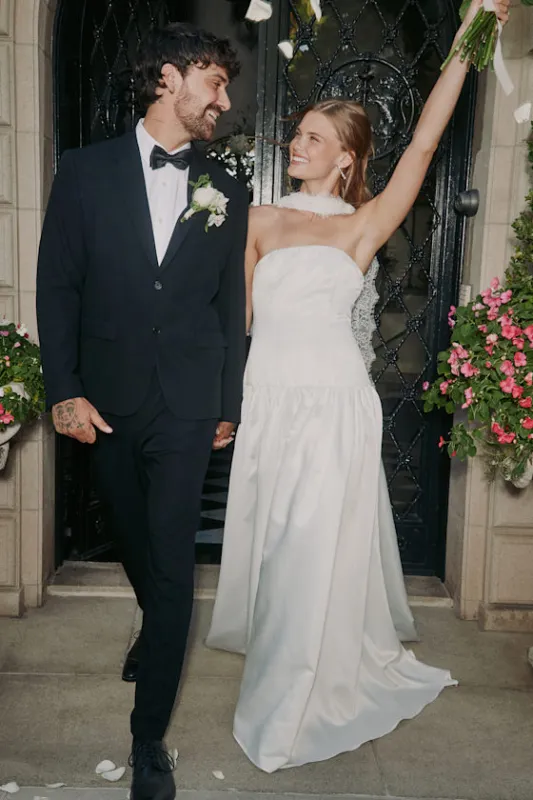 Florence White Strapless Drop Waist Wedding Dress made by Lulus