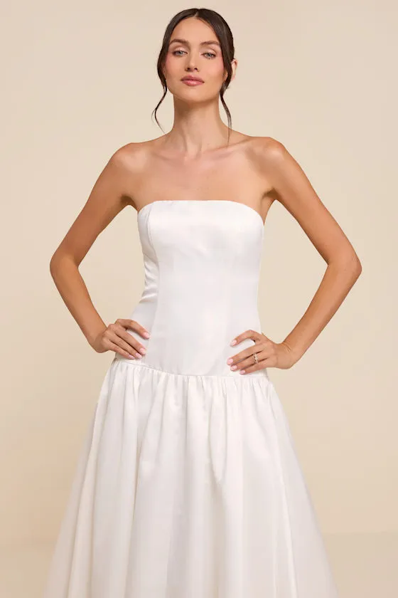 Florence White Strapless Drop Waist Wedding Dress sold by Lulus product image thumbnail 2