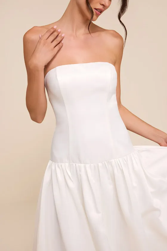Florence White Strapless Drop Waist Wedding Dress sold by Lulus product image thumbnail 4