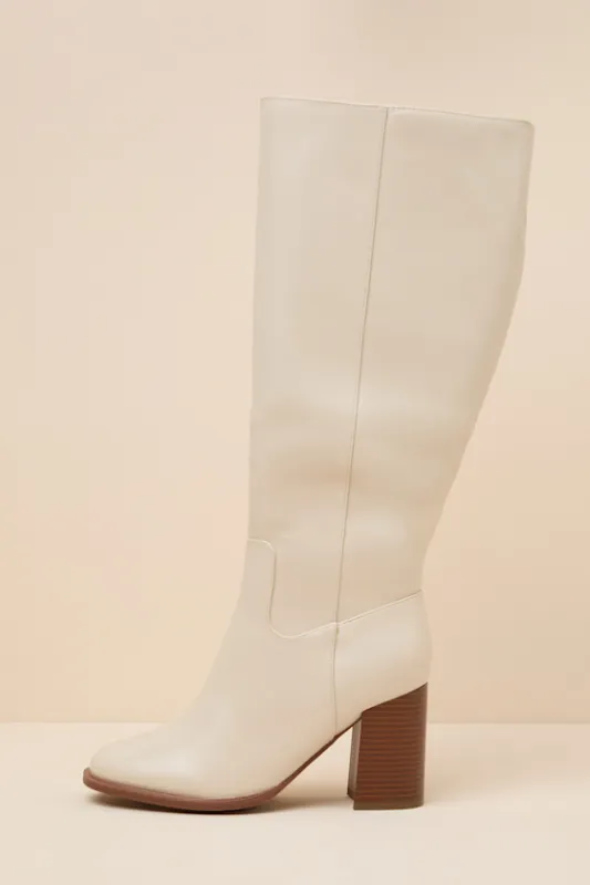 Conrad Ivory Knee-High Boots made by Lulus