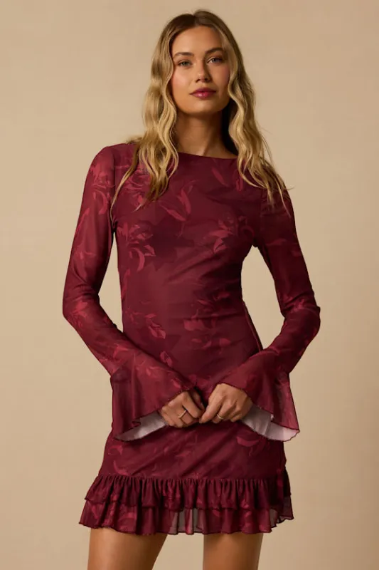 Sonnet Maroon Long Sleeve Mini Dress made by Lulus