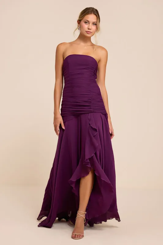 Zuri Plum Strapless Maxi Dress made by Lulus