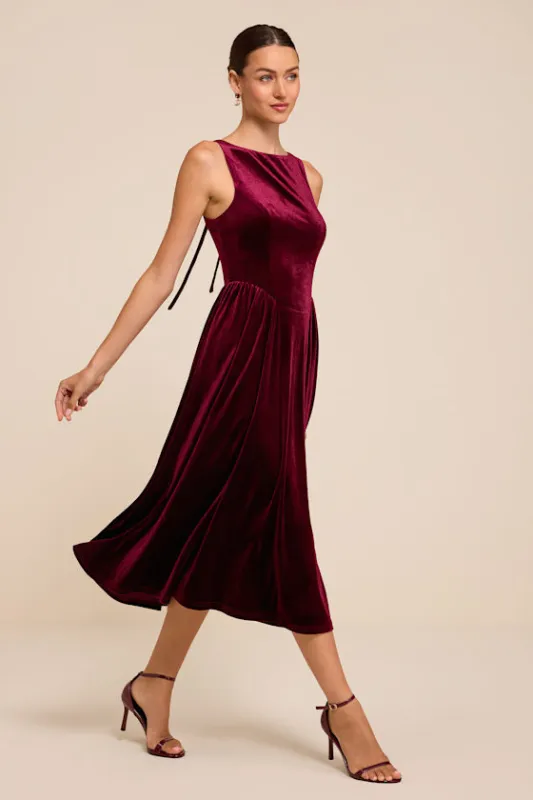 Audrey Burgundy Velvet Midi Dress made by Lulus