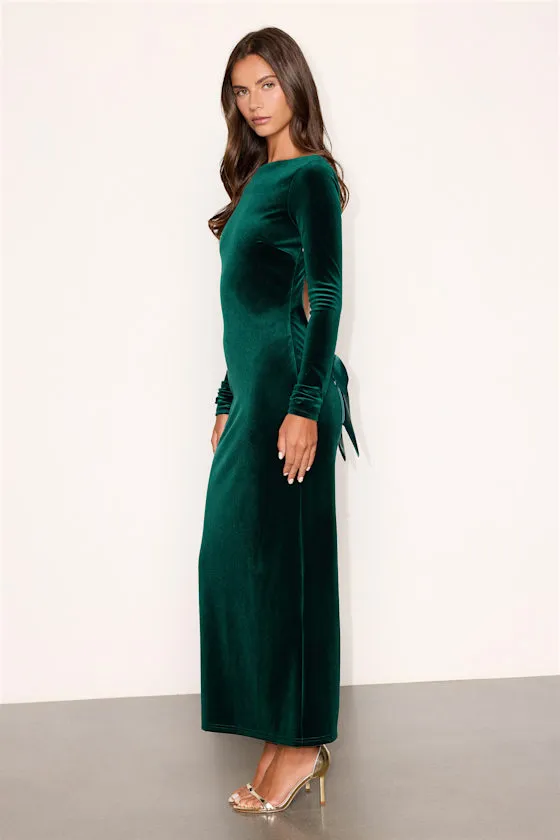 Verity Green Velvet Backless Long Sleeve Midi Dress sold by Lulus product image thumbnail 4