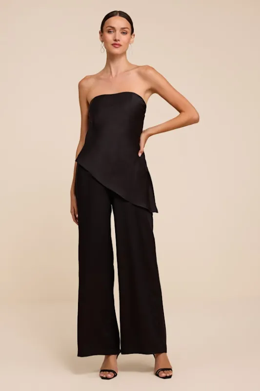 Zettie Black Organza Asymmetrical Jumpsuit made by Lulus