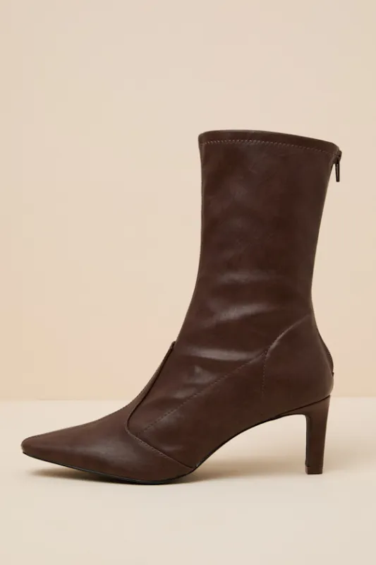 Clara Espresso Pointed-Toe Boots made by Coconuts by Matisse