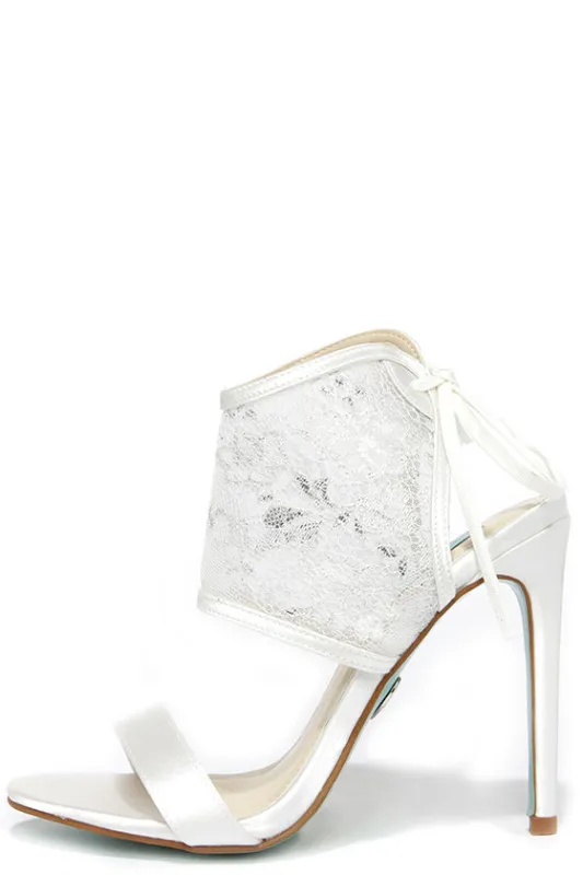 Blue by Betsey Johnson Sloan Ivory Lace High Heels made by Lulus