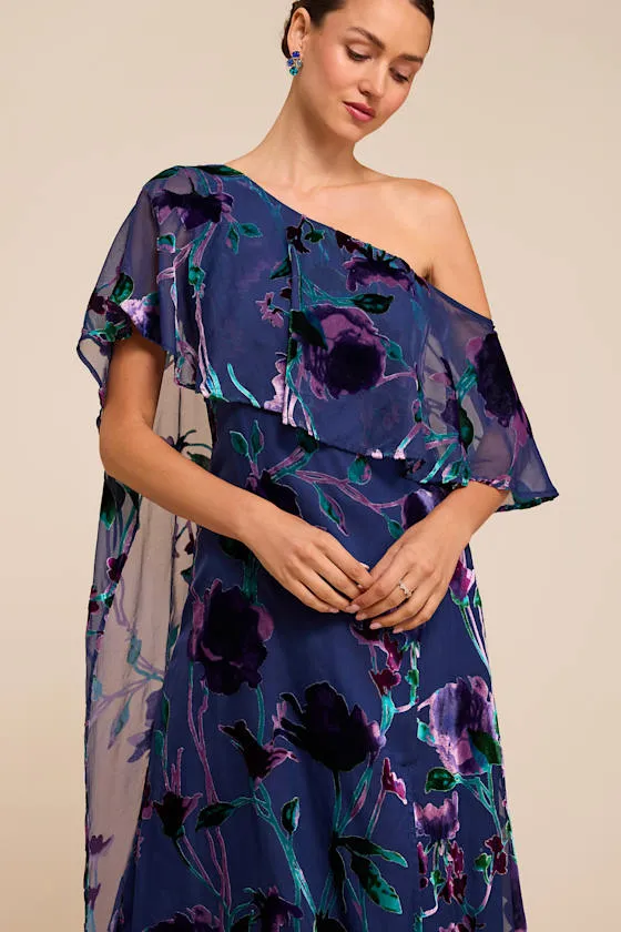 Vero Blue Floral Burnout Cape Midi Dress sold by Lulus product image thumbnail 3