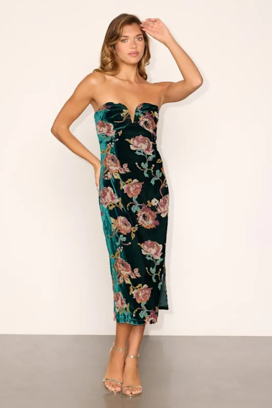 Lena Emerald Floral Velvet Dress made by Lulus