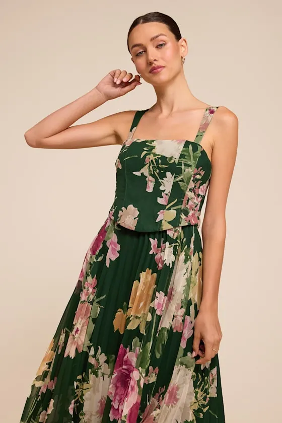 Gardenia Emerald Floral Midi Dress sold by Lulus product image thumbnail 3