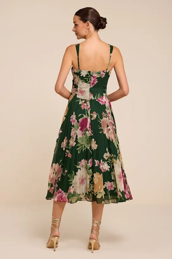 Gardenia Emerald Floral Midi Dress sold by Lulus product image thumbnail 4