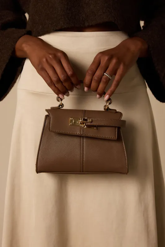 Wallace Brown Top Handle Handbag made by Lulus