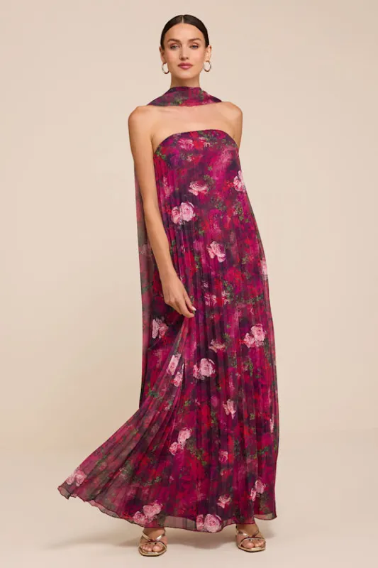 Damaris Magenta Floral Scarf & Maxi Dress Set made by Lulus