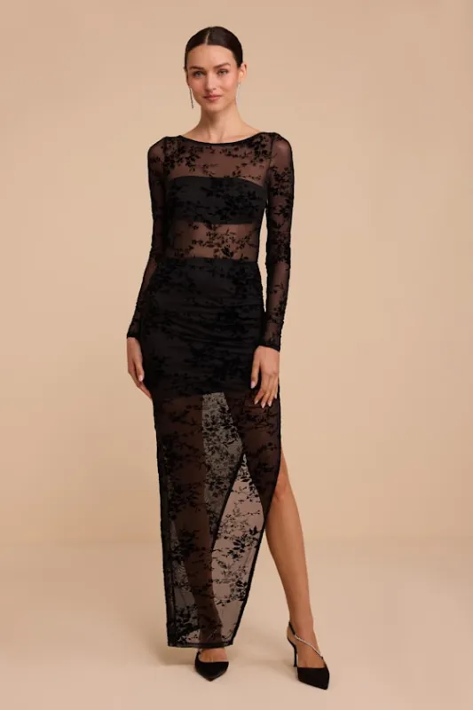 Zena Black Lace Long Sleeve Maxi Dress made by Lulus