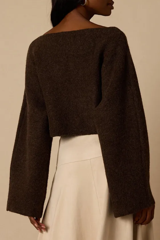 Bhodi Brown Cropped Sweater sold by Lulus product image thumbnail 2